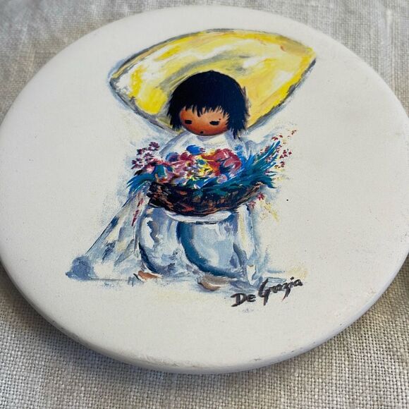 Set of 2 Ted DeGrazia coaster sandstone set. - Picture 2 of 6